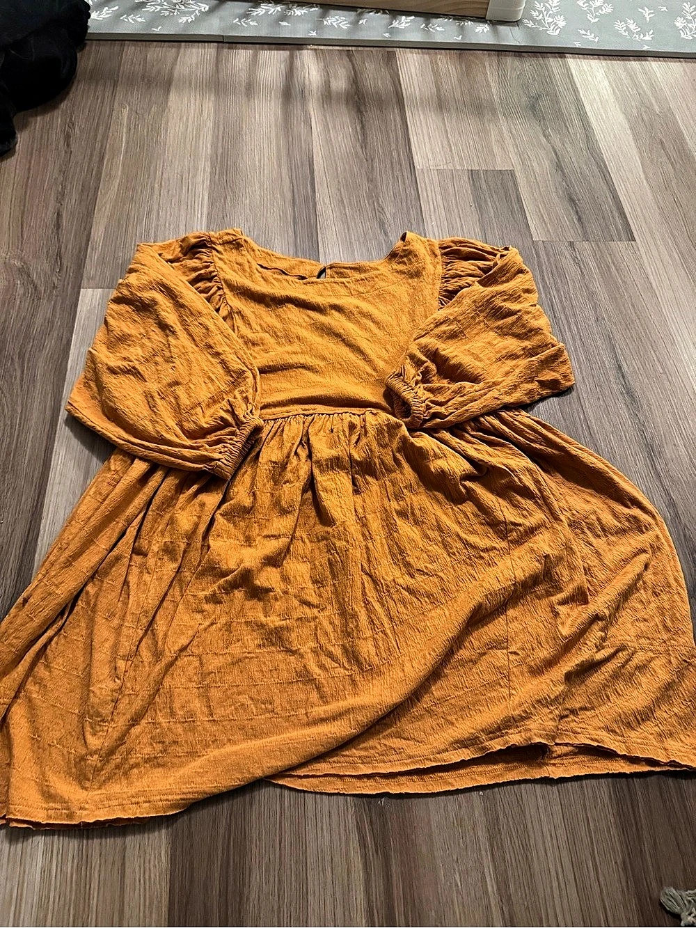 Free people Orange Puff Sleeve Casual Dress